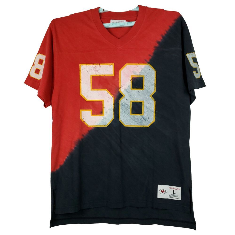 Derrick Thomas KC Chiefs Mitchell & Ness NFL Large Thick Tee Shirt Dip Dye New